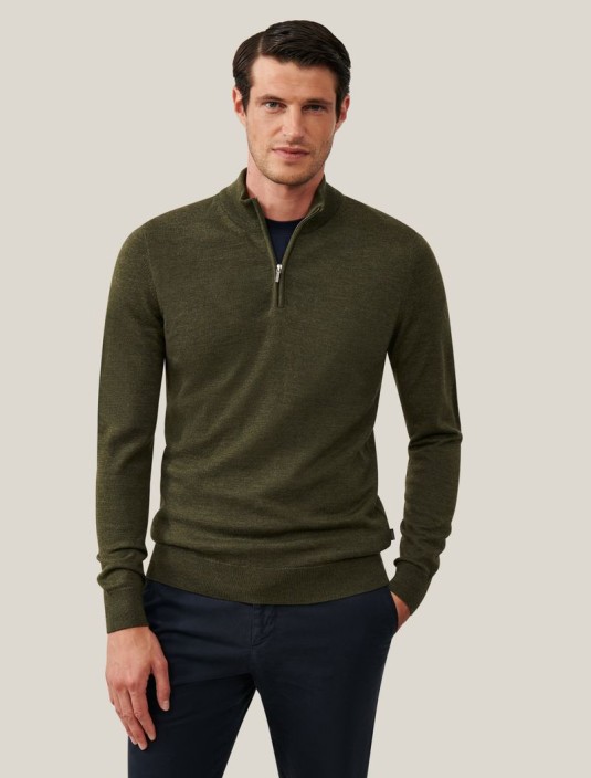 Cavallaro merino half zip green