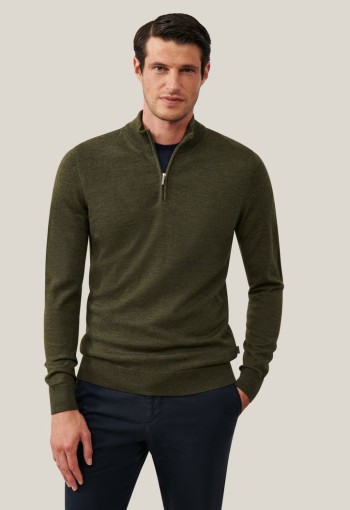 Cavallaro merino half zip green