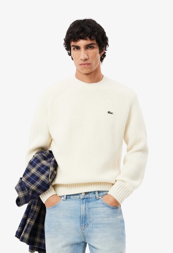 Lacoste sweater crewneck geklaarde wol